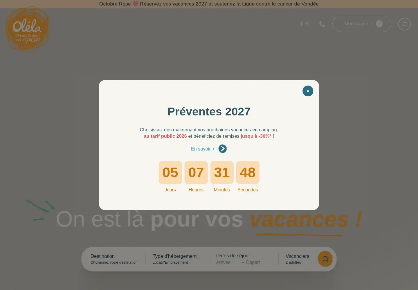 Captured homepage of olela.fr in the current scan