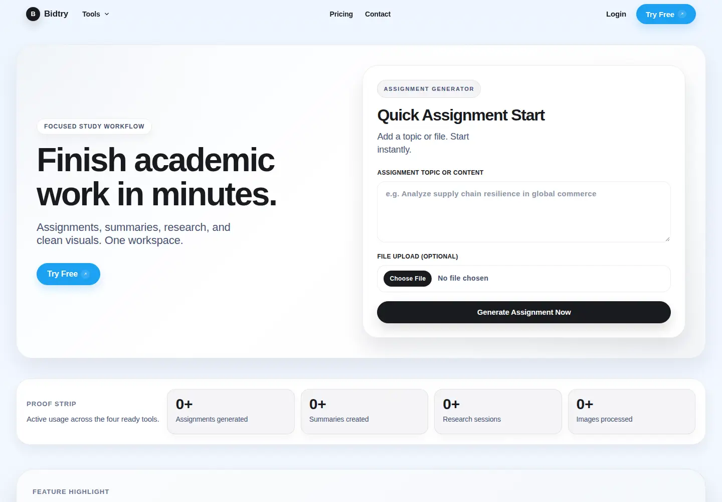 Screenshot of bidtry.com
