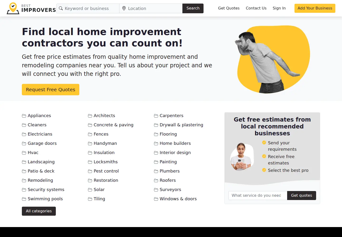 Screenshot of bestimprovers.com