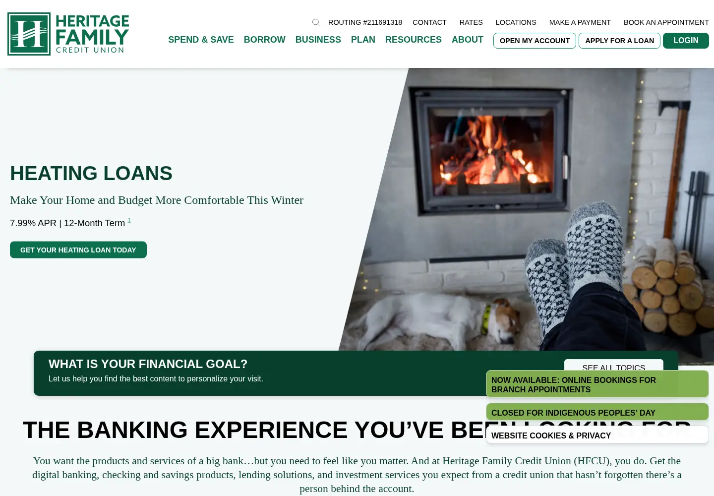 Screenshot of hfcuvt.com