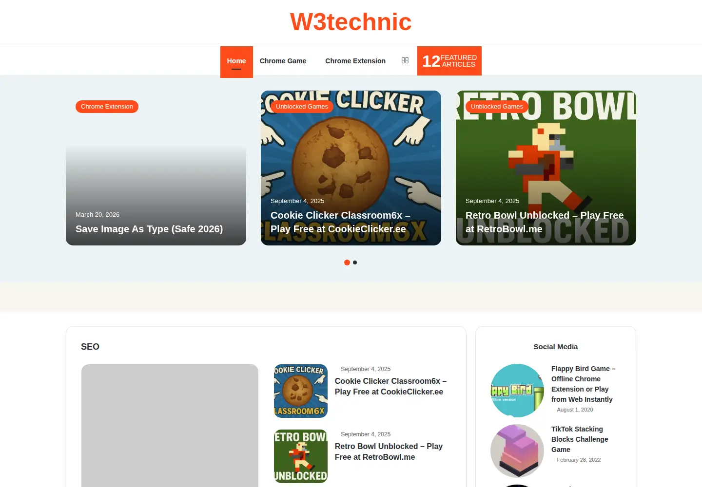 Captured homepage of w3technic.com in the current scan