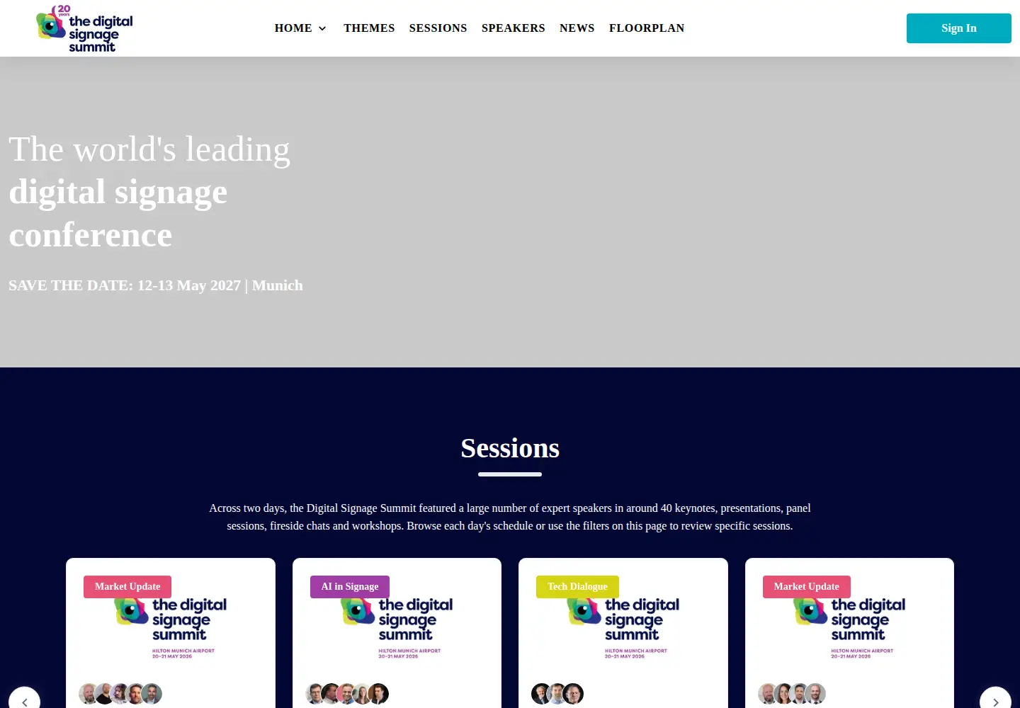 Captured homepage of digitalsignagesummit.org in the current scan