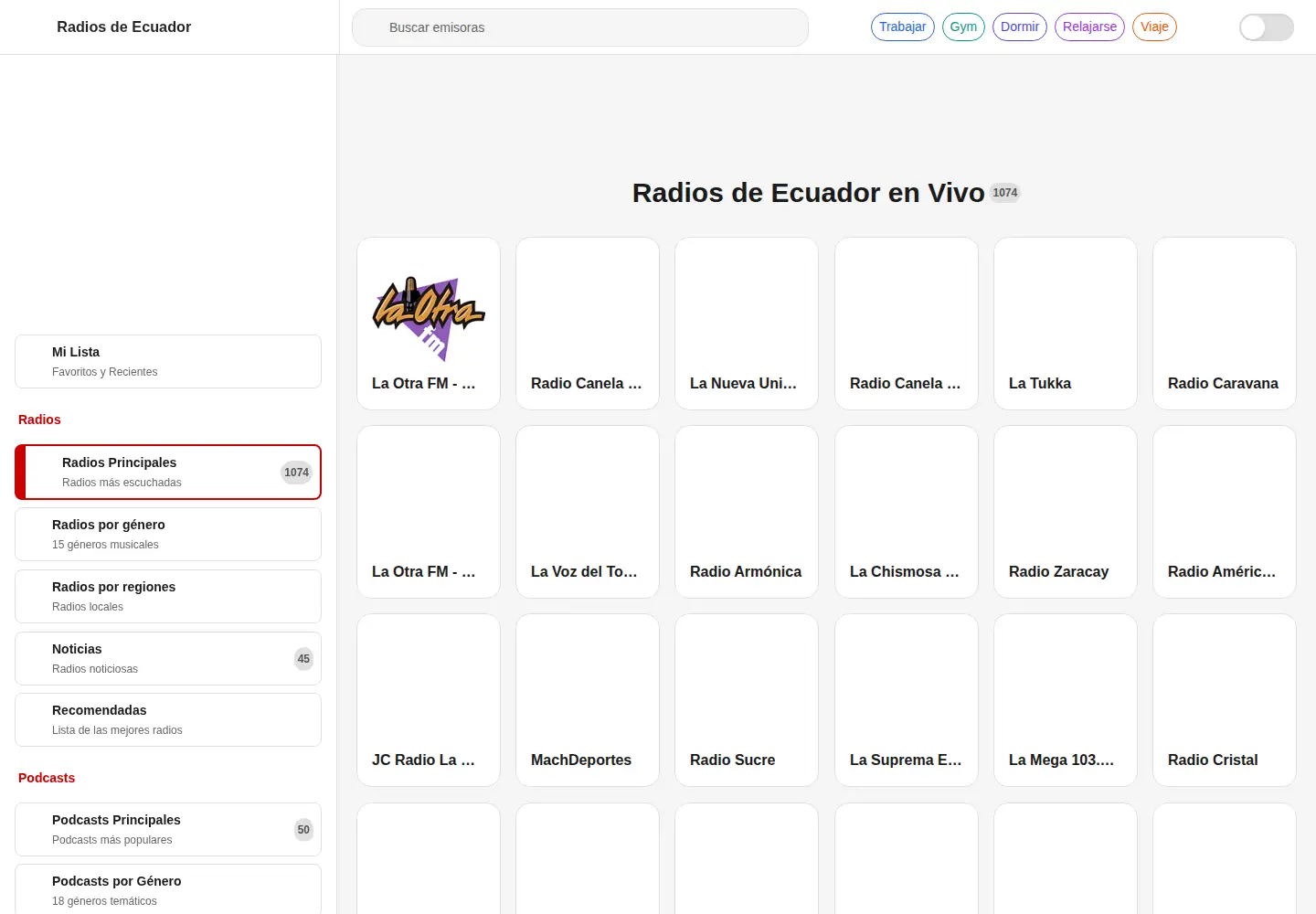 Captured homepage of radio-ecuador.org in the current scan