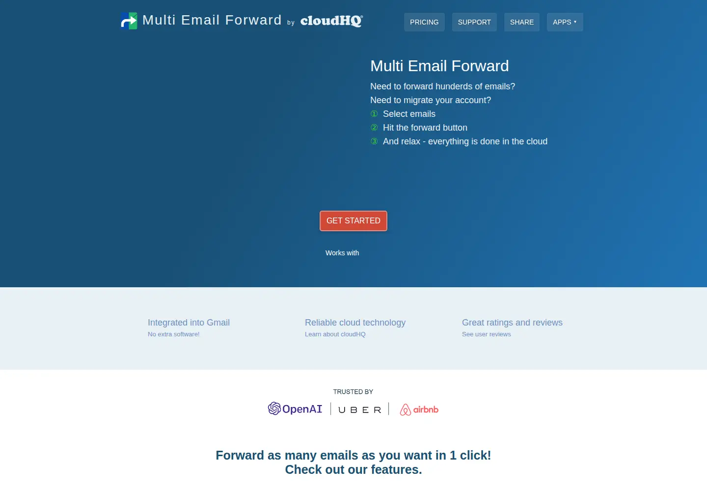 Captured homepage of multi-email-forward.com in the current scan