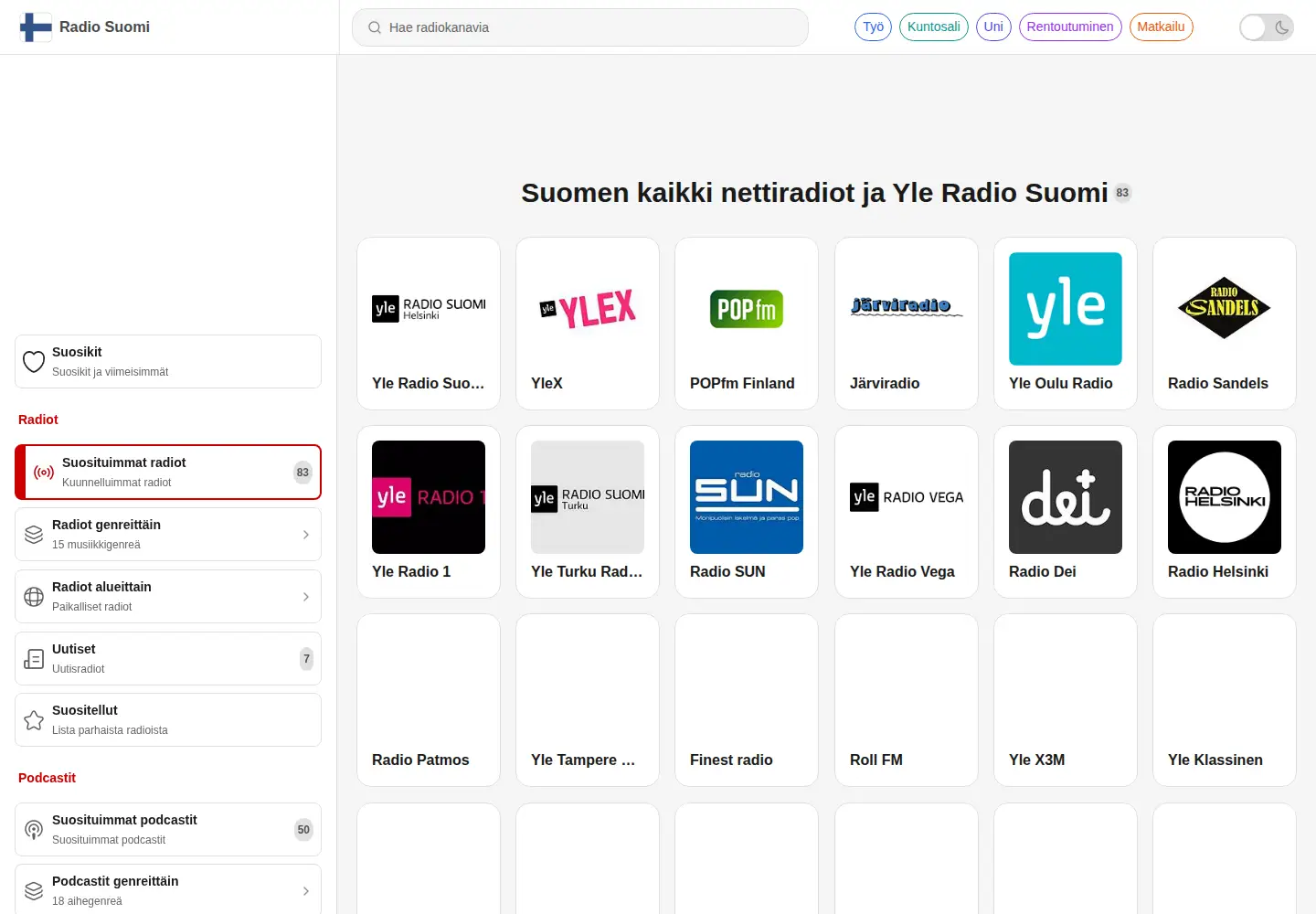 Captured homepage of radio-suomi.com in the current scan
