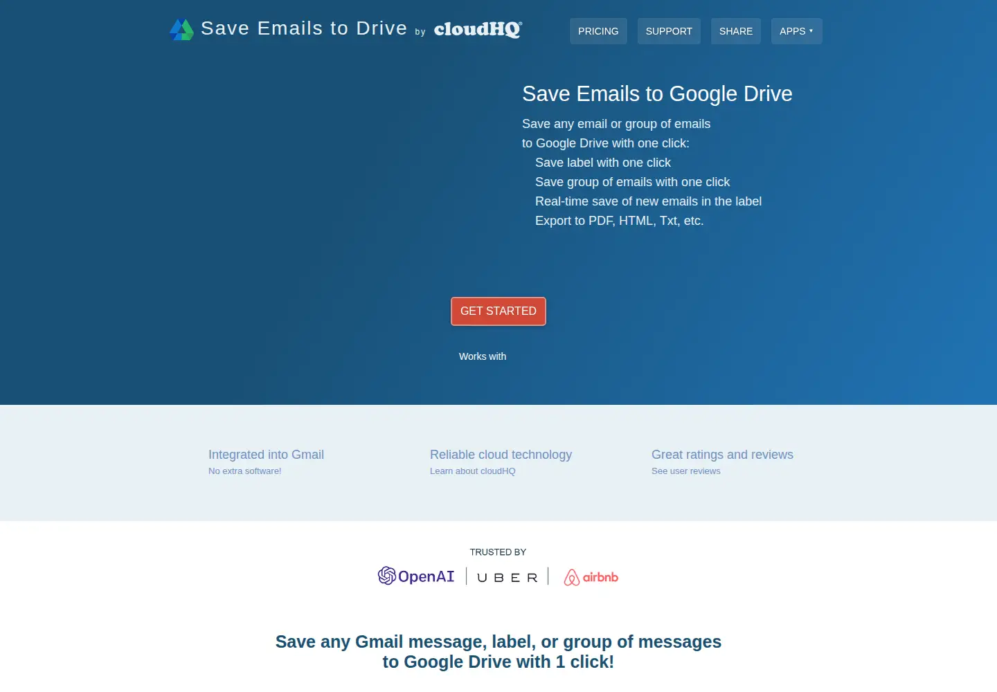 Screenshot of save-emails-to-google-drive.com