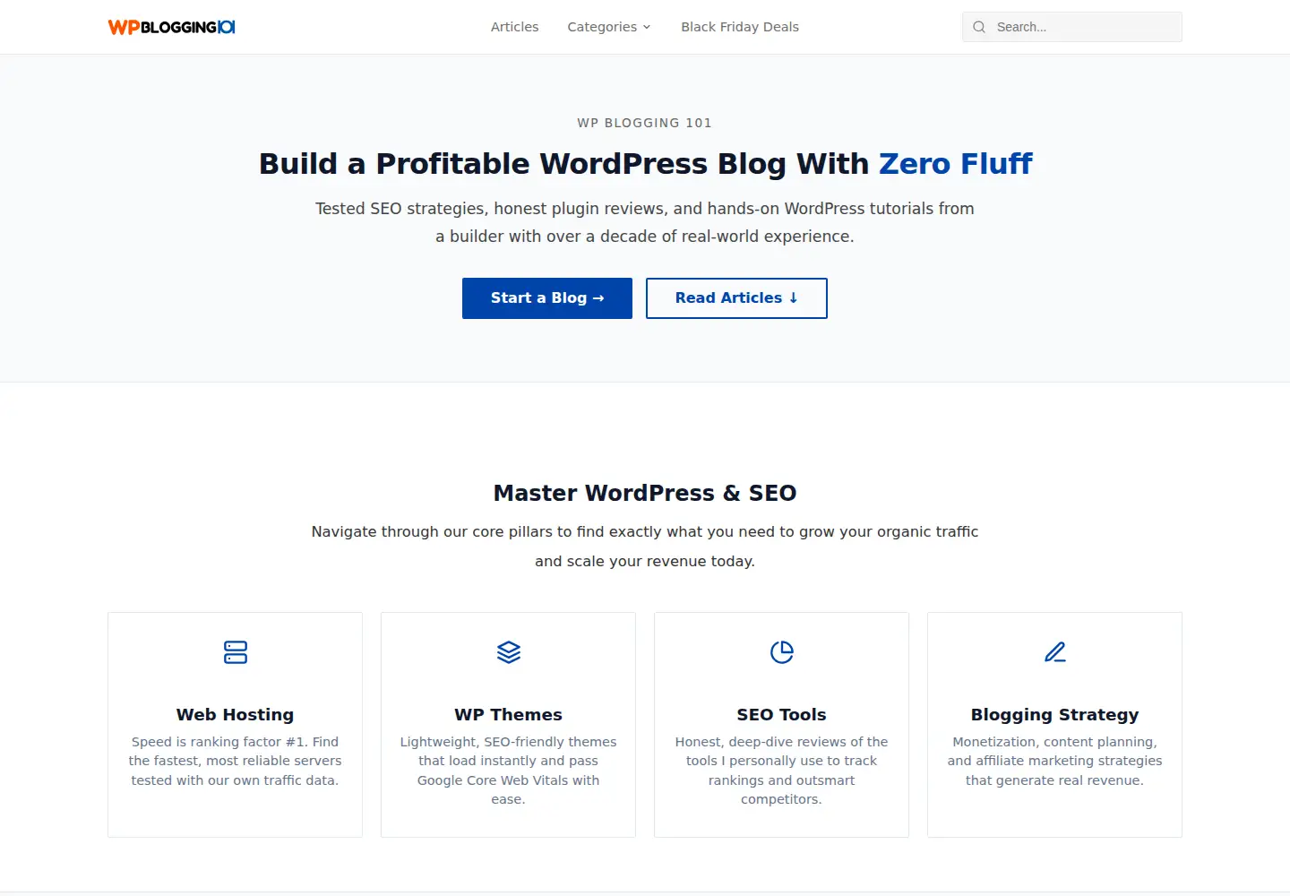 Screenshot of wpblogging101.com