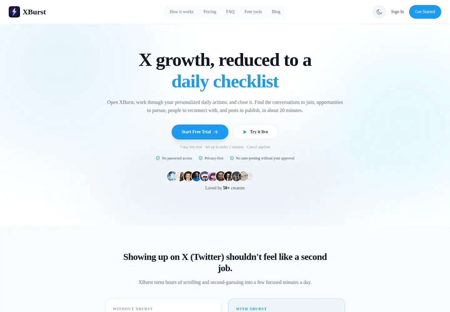 Screenshot of xburst.app