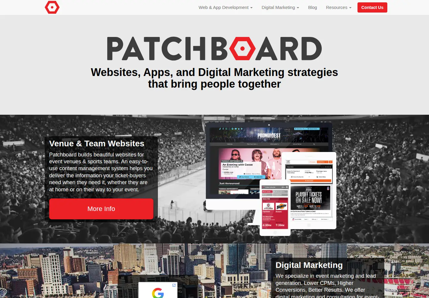 Captured homepage of patchboard.co in the current scan