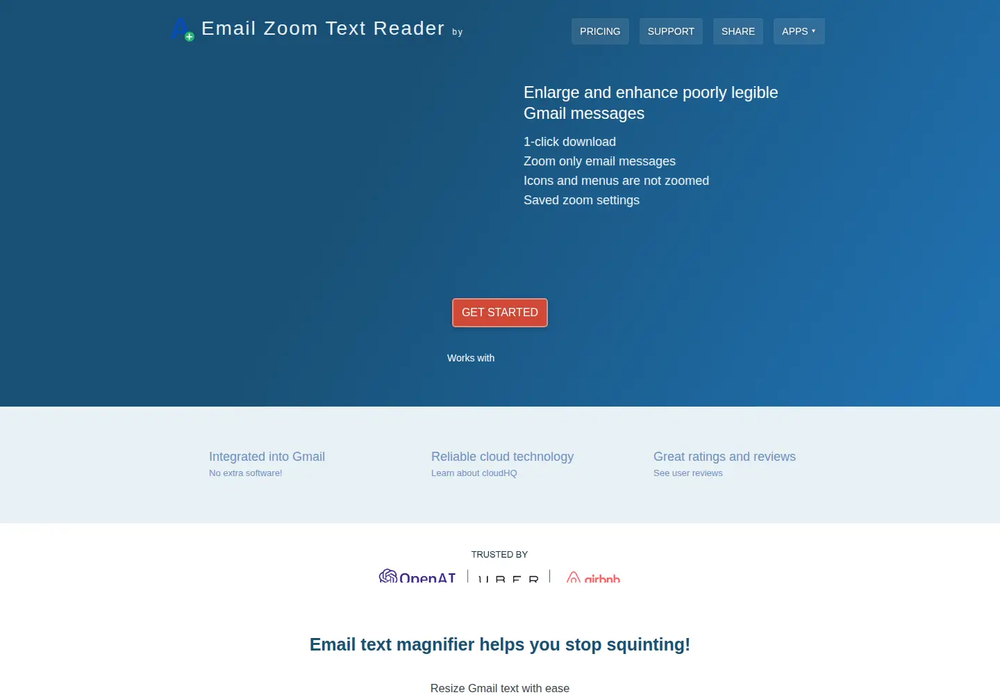 Screenshot of email-zoom-text-reader.com