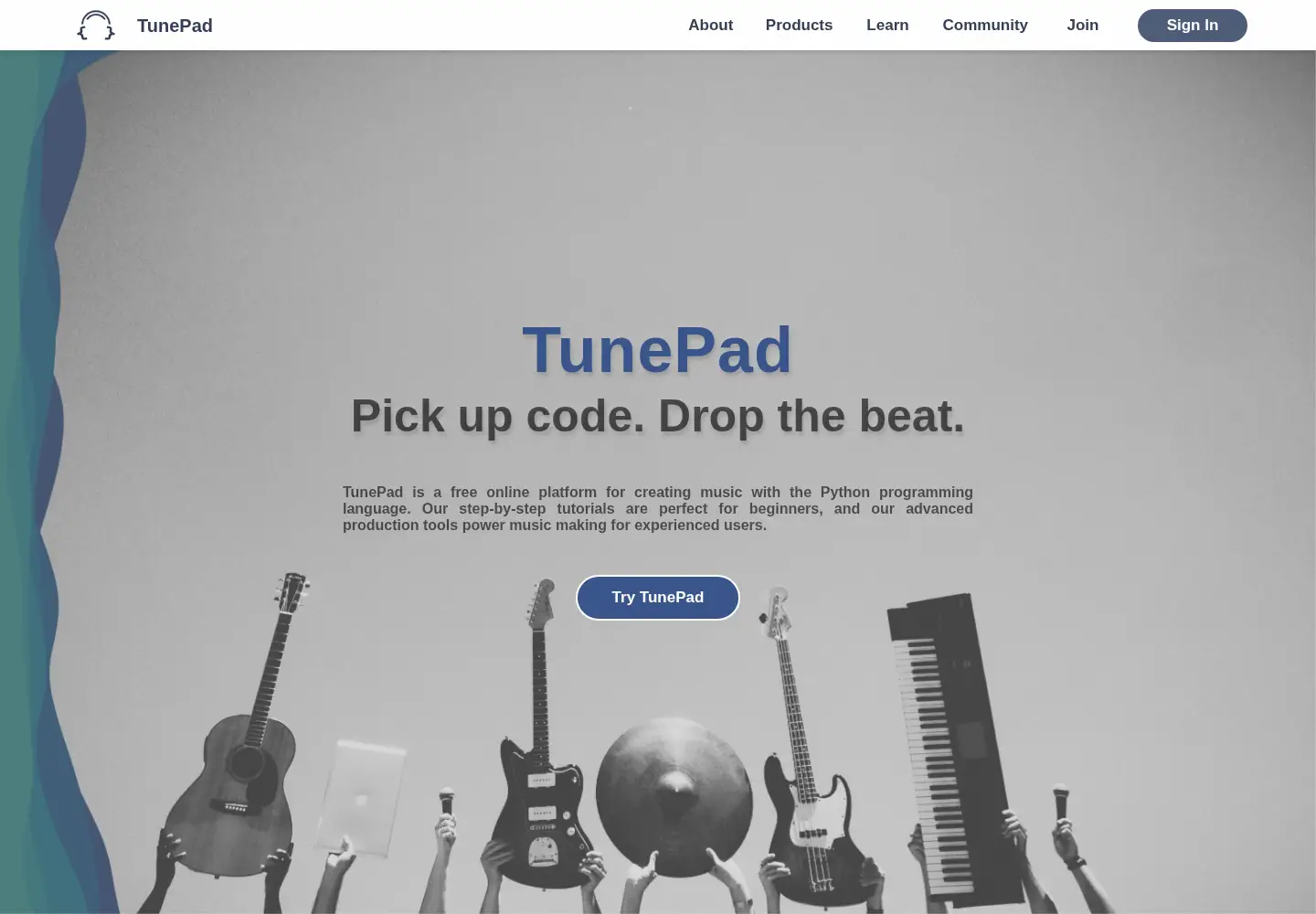 Screenshot of tunepad.com