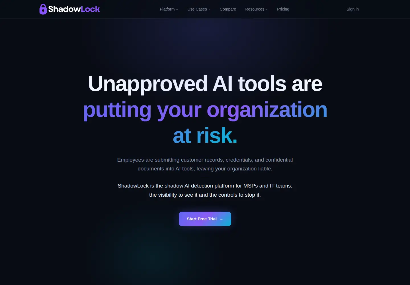 Screenshot of shadowlock.io