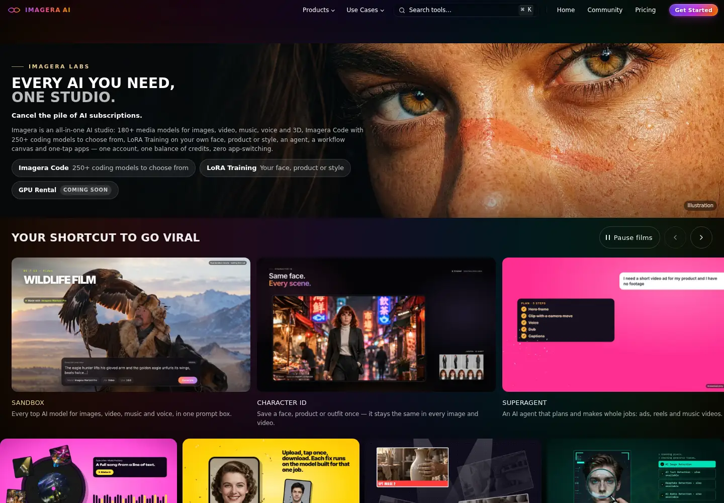 Captured homepage of imagera.ai in the current scan