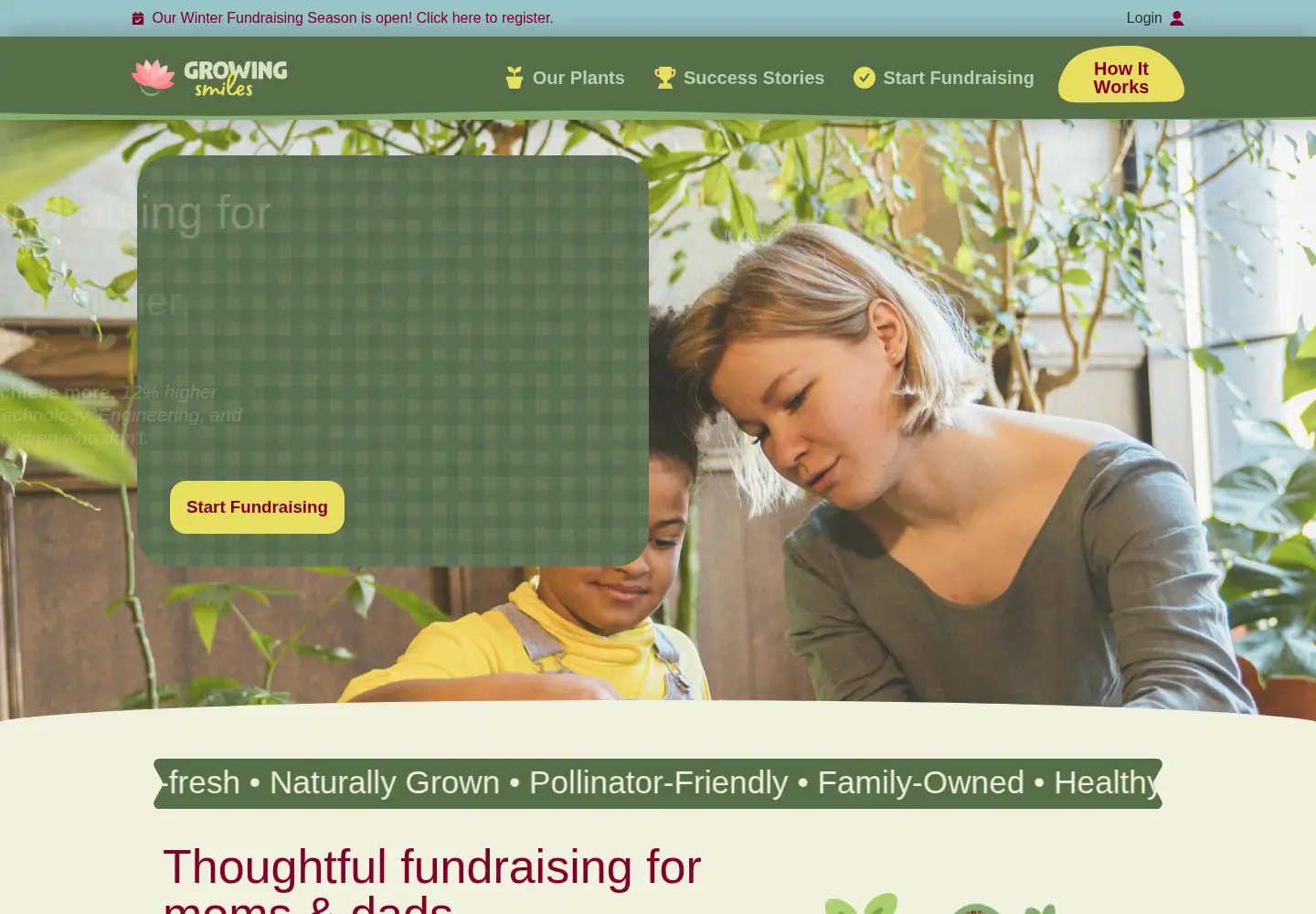 Screenshot of growingsmilesfundraising.com