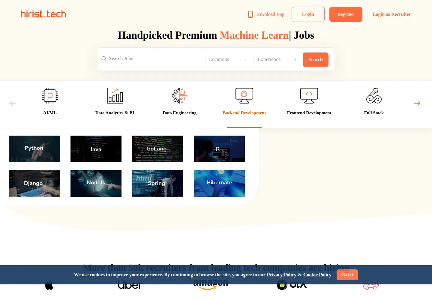 Screenshot of hirist.tech