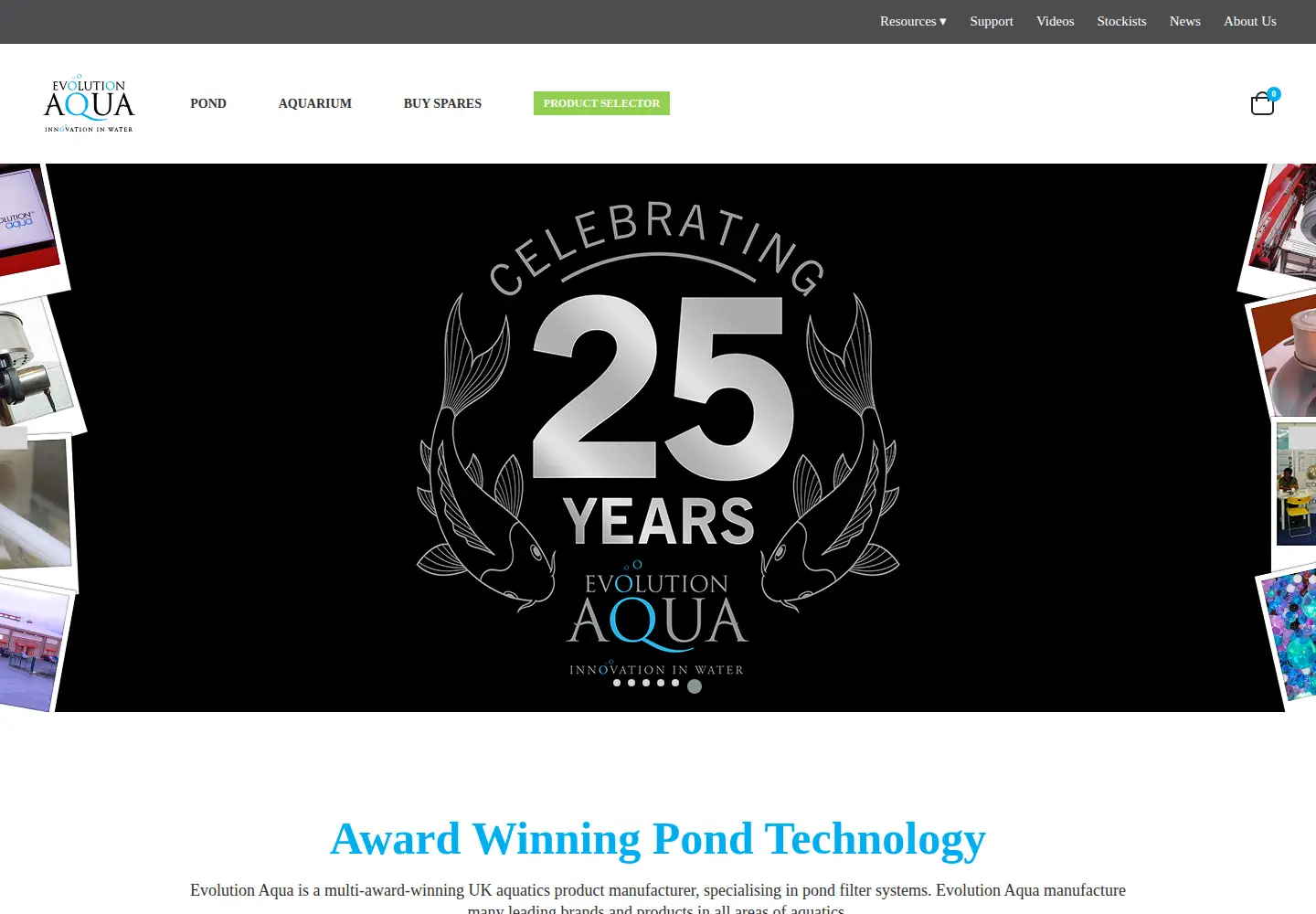 Captured homepage of evolutionaqua.com in the current scan