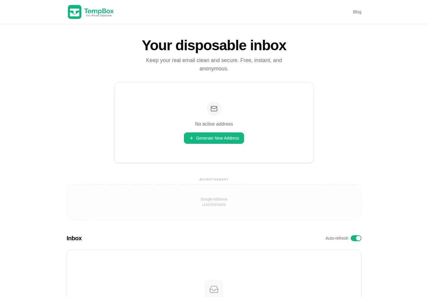 Screenshot of temp-box.com
