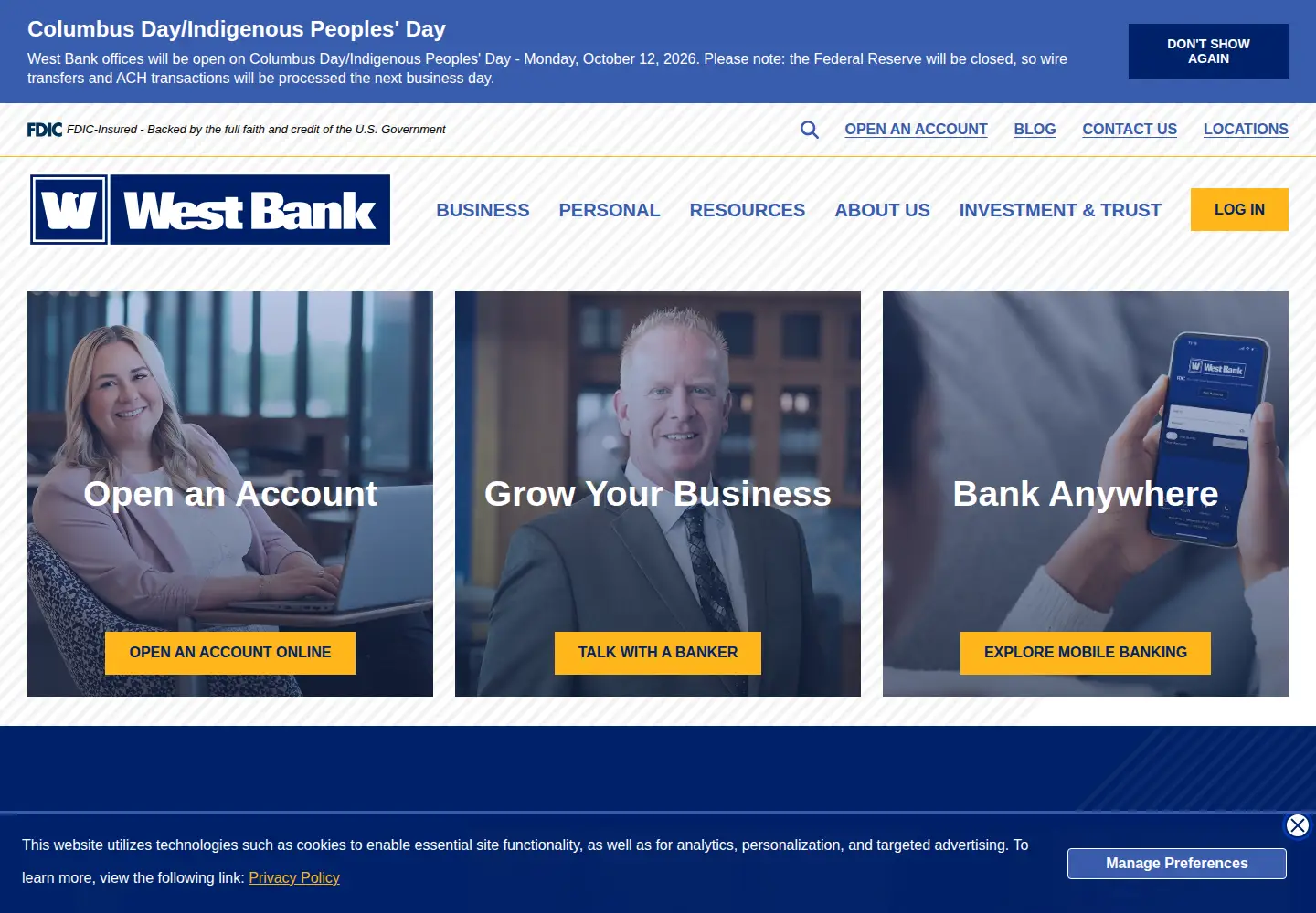 Screenshot of westbankstrong.com