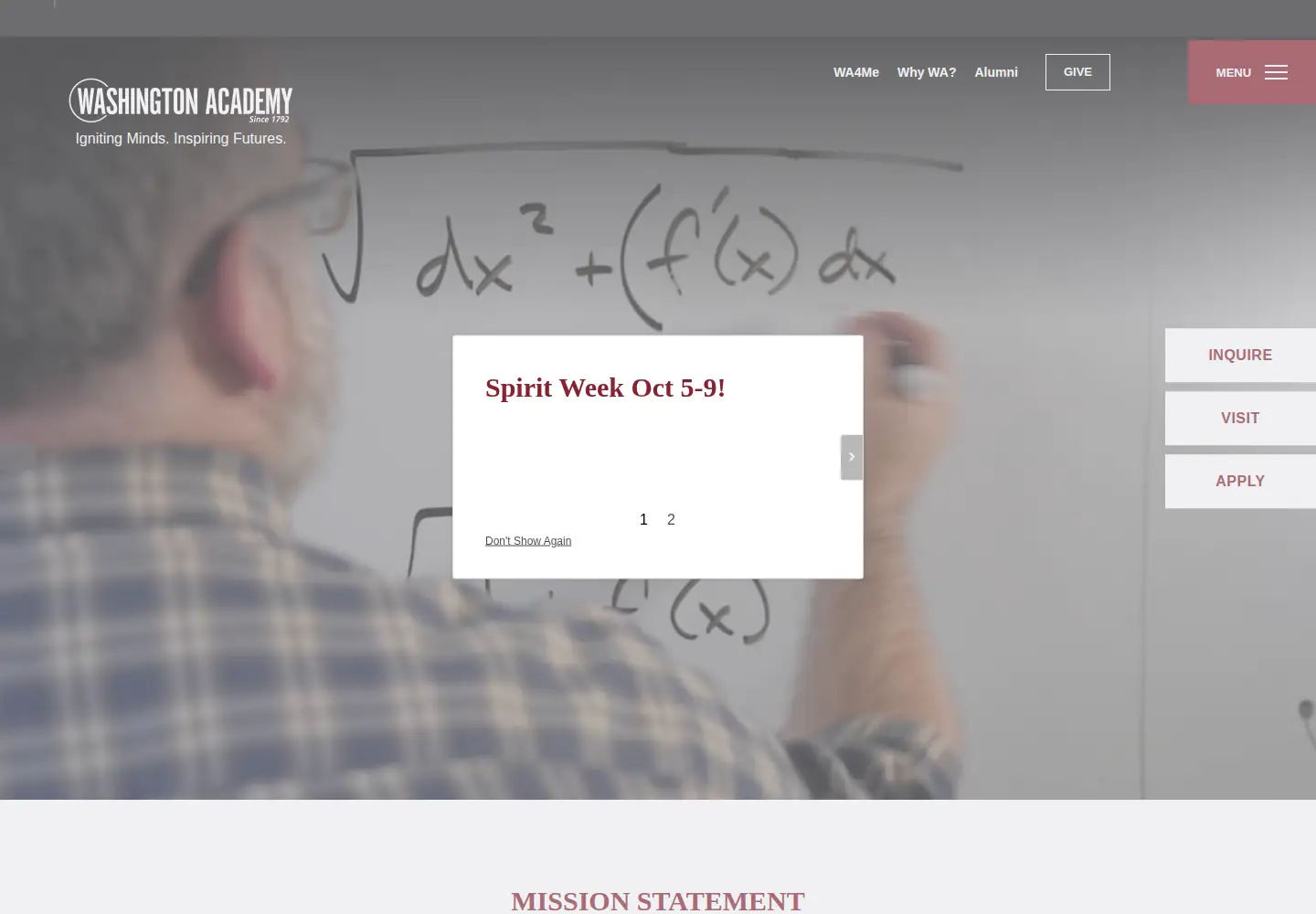 Screenshot of washingtonacademy.org