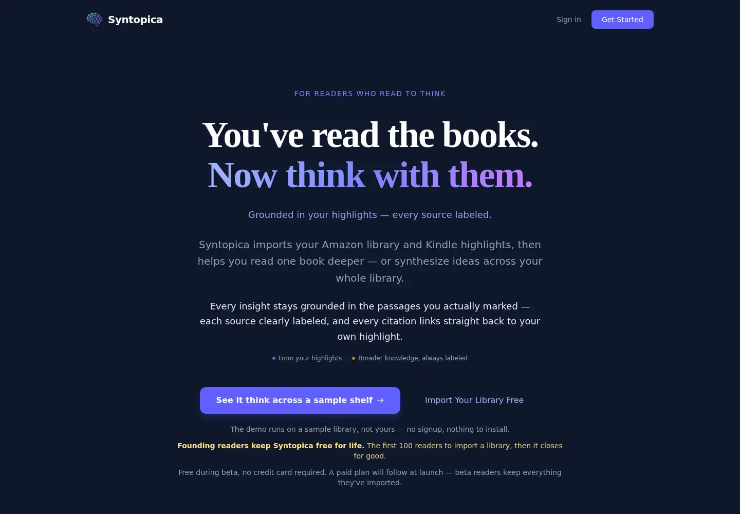 Screenshot of syntopica.ai