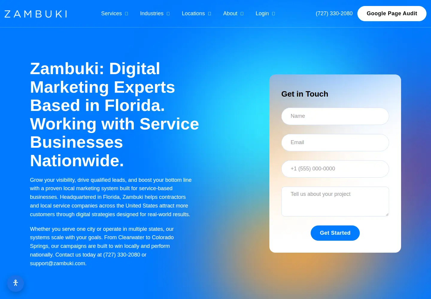 Captured homepage of zambuki.com in the current scan
