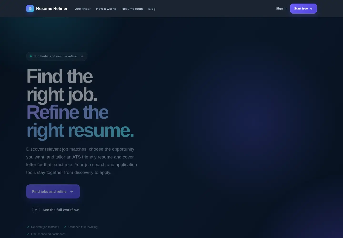 Captured homepage of resumerefiner.online in the current scan
