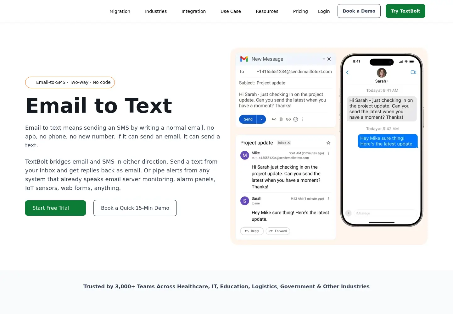 Screenshot of textbolt.com