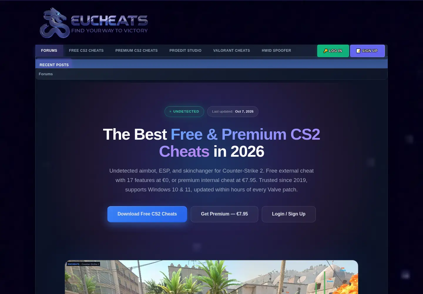 Captured homepage of eucheats.com in the current scan