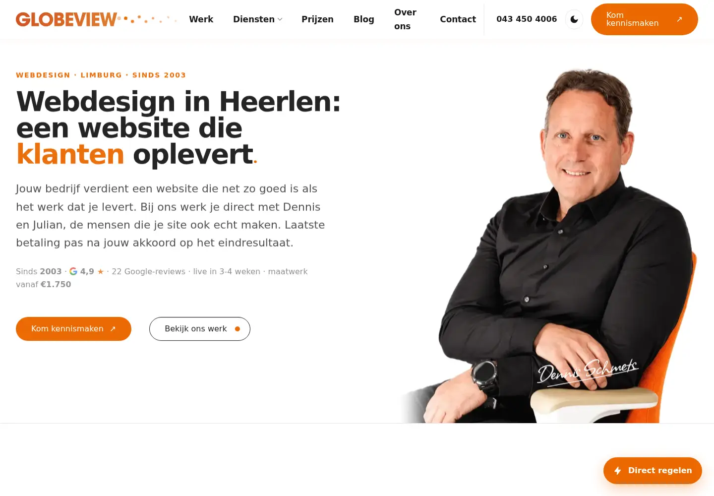 Captured homepage of globeview.nl in the current scan