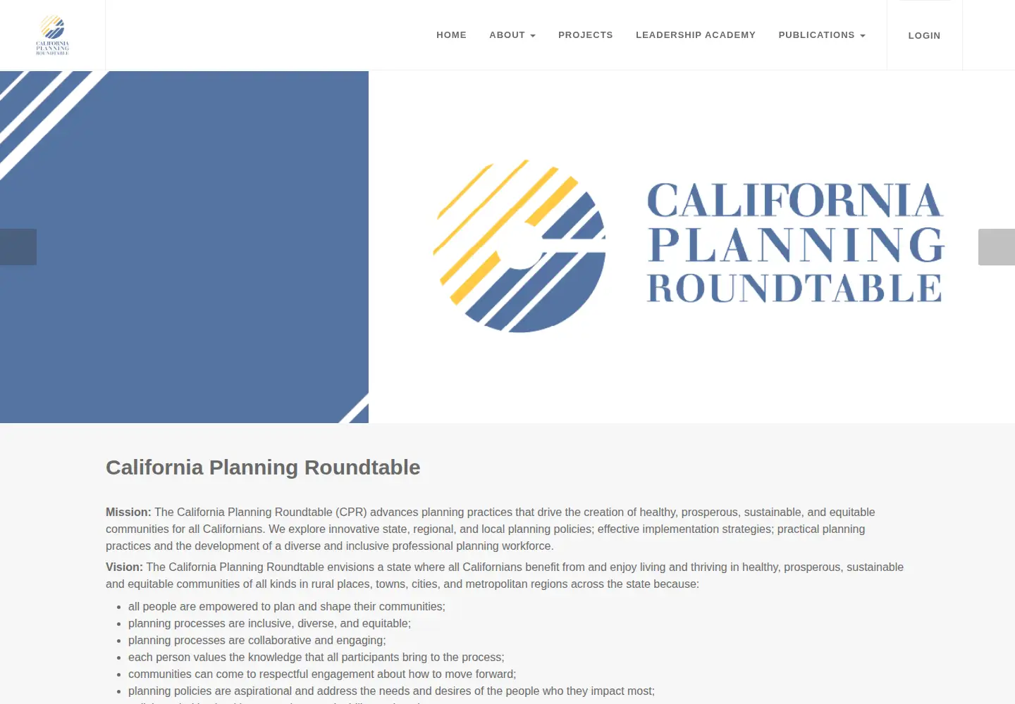 Captured homepage of cproundtable.org in the current scan