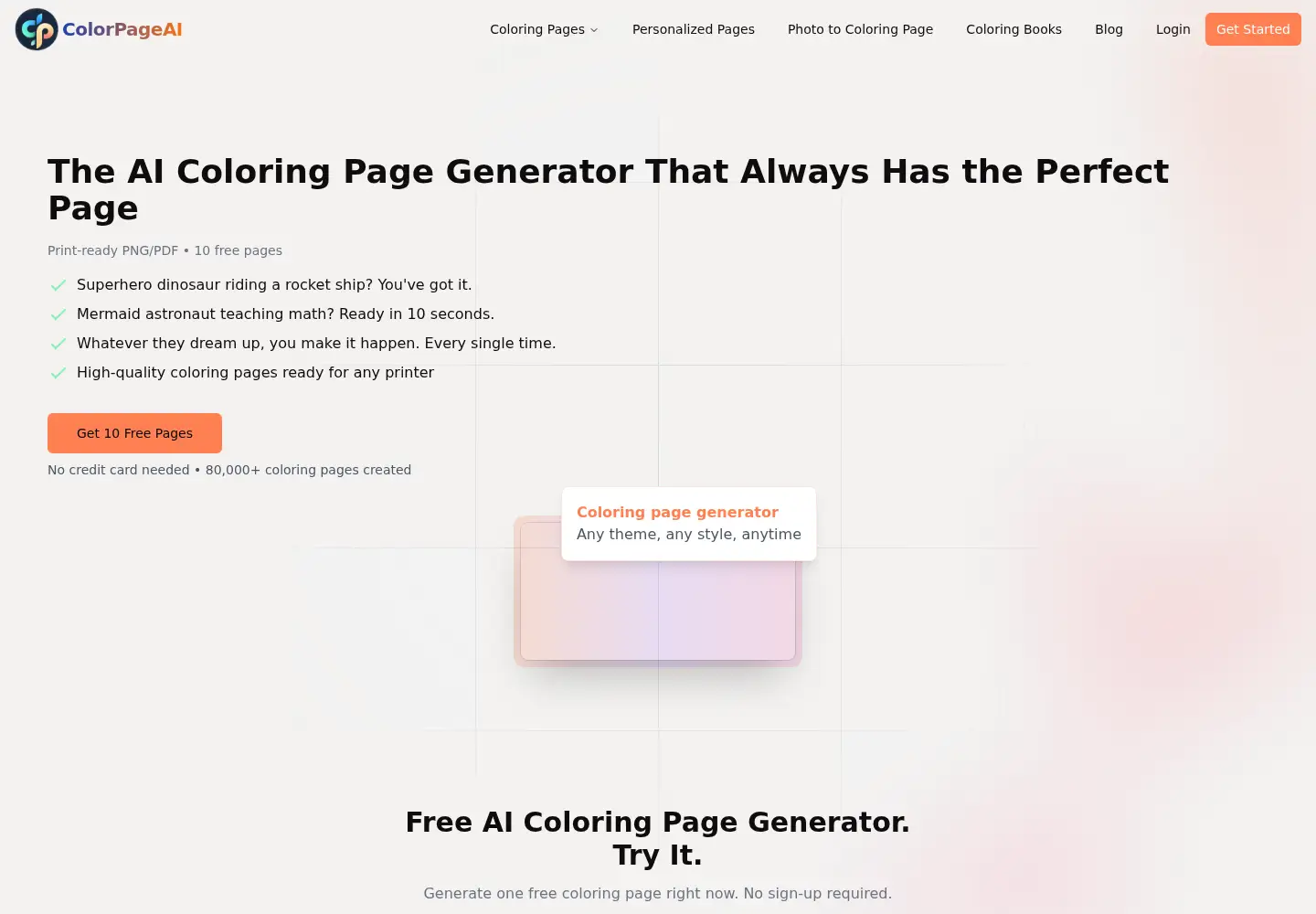 Screenshot of colorpage.ai
