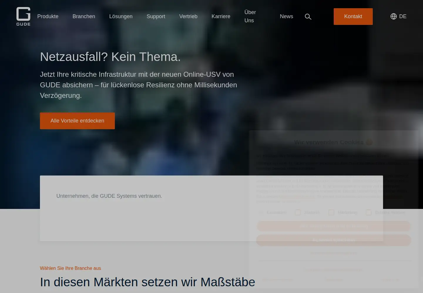 Captured homepage of gude-systems.com in the current scan
