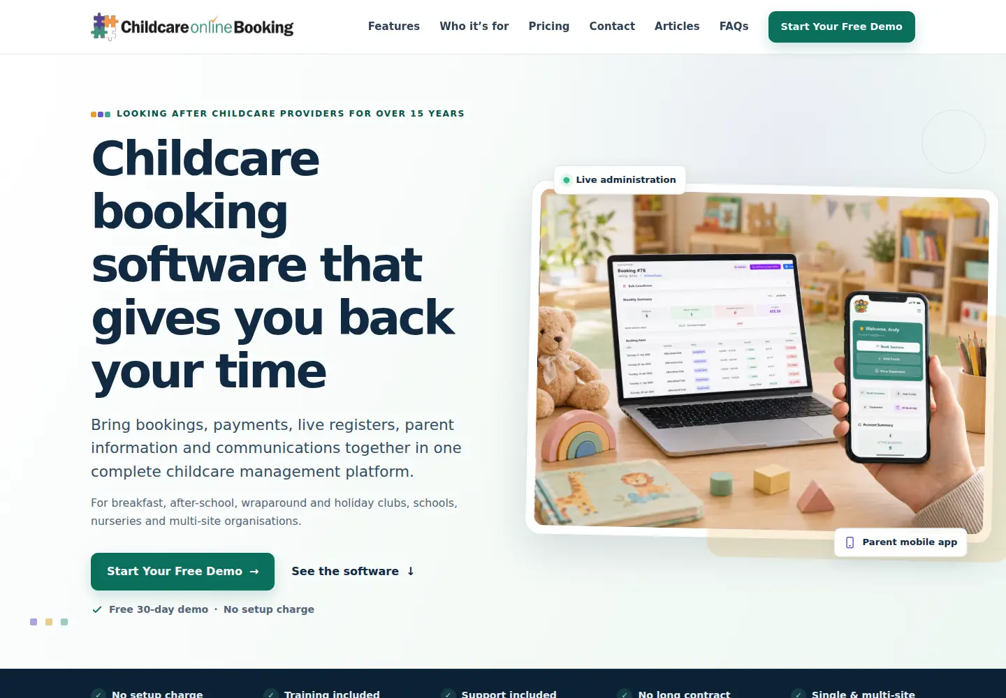 Screenshot of childcare-online-booking.co.uk
