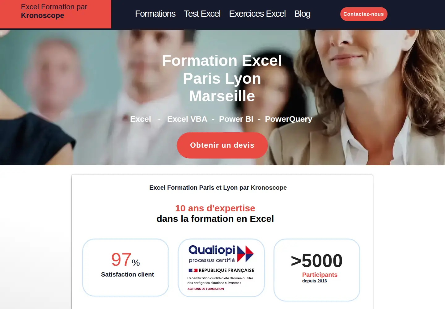 Screenshot of excel-formation.com
