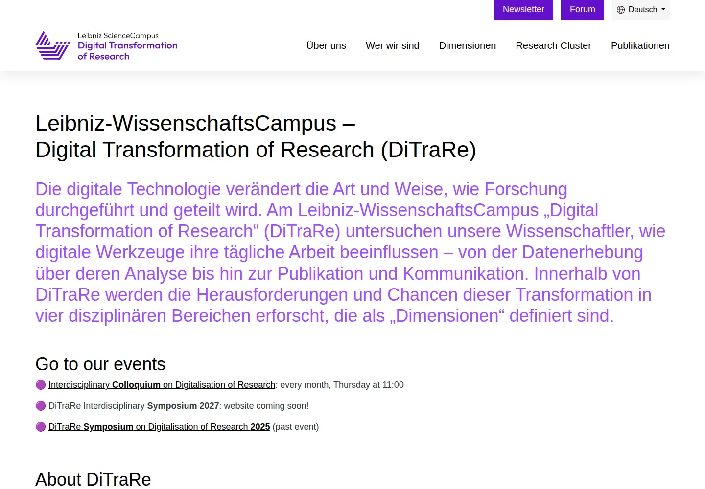 Captured homepage of ditrare.de in the current scan
