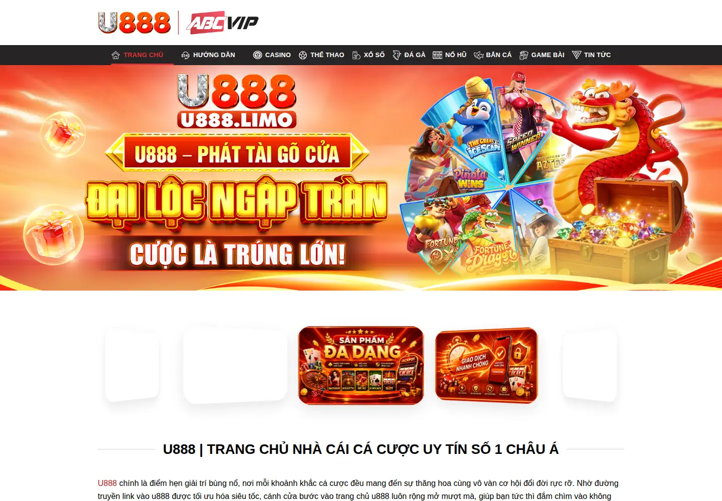Captured homepage of u888.limo in the current scan