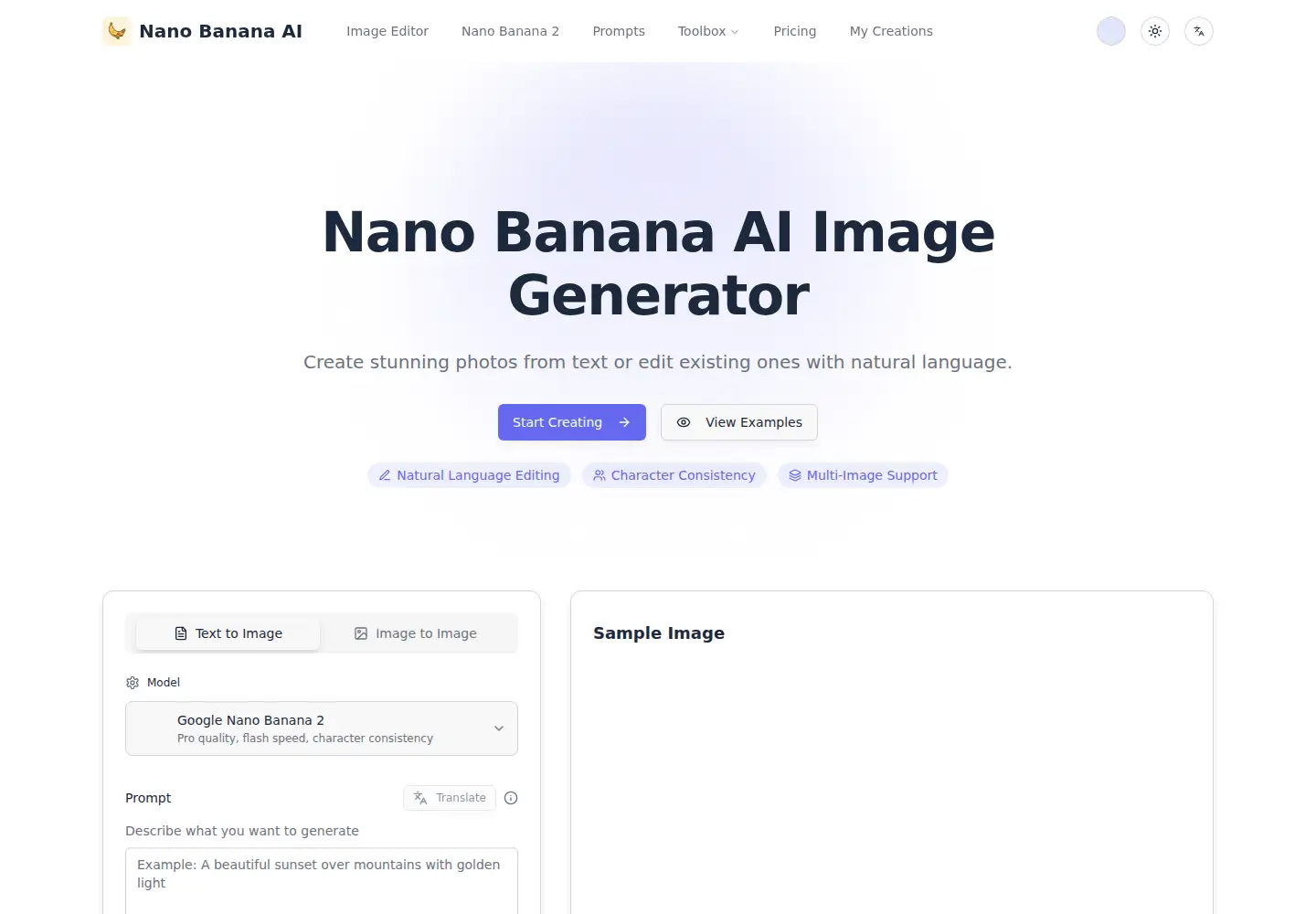Screenshot of ainanobanana.co