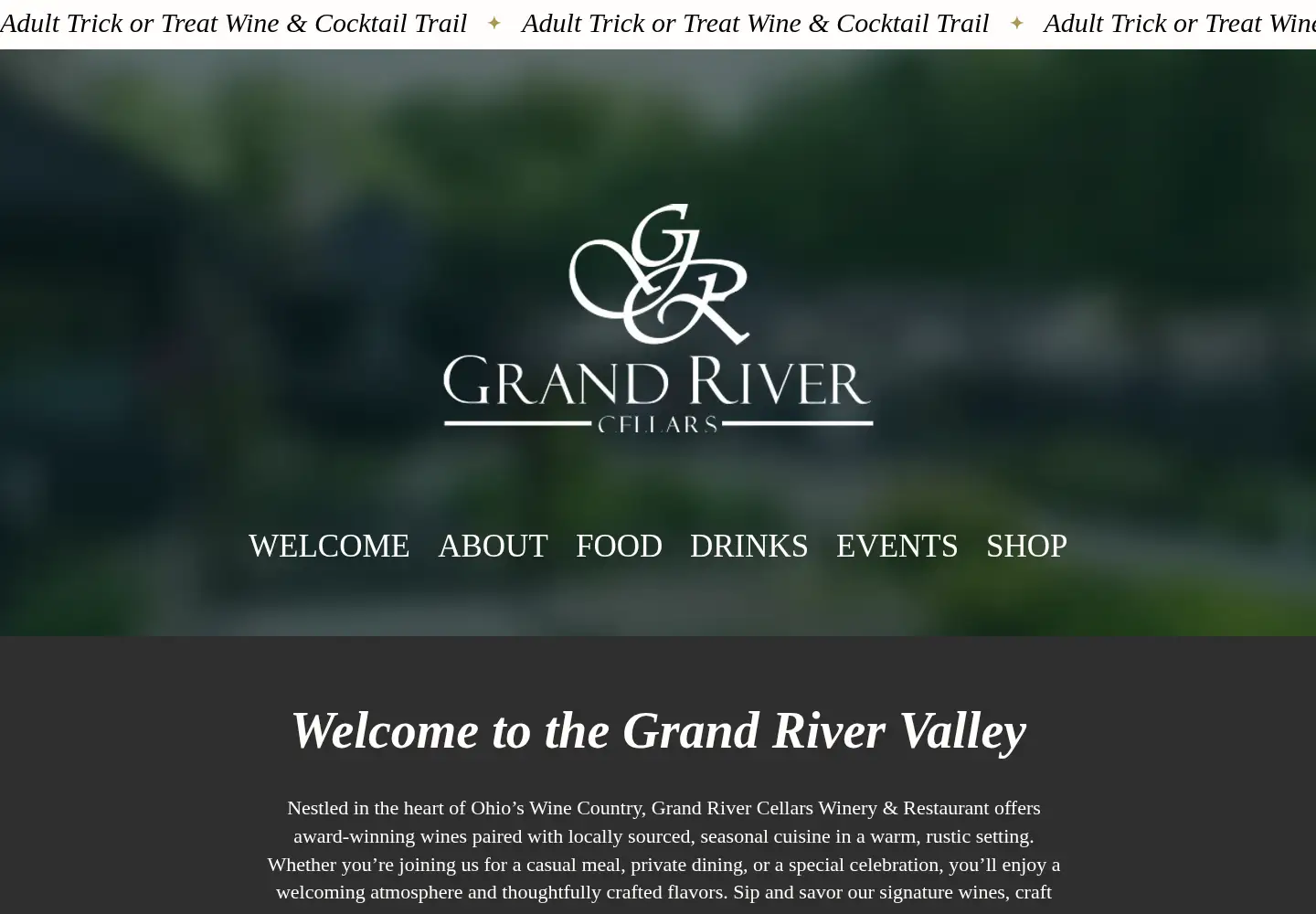 Screenshot of grandrivercellars.com