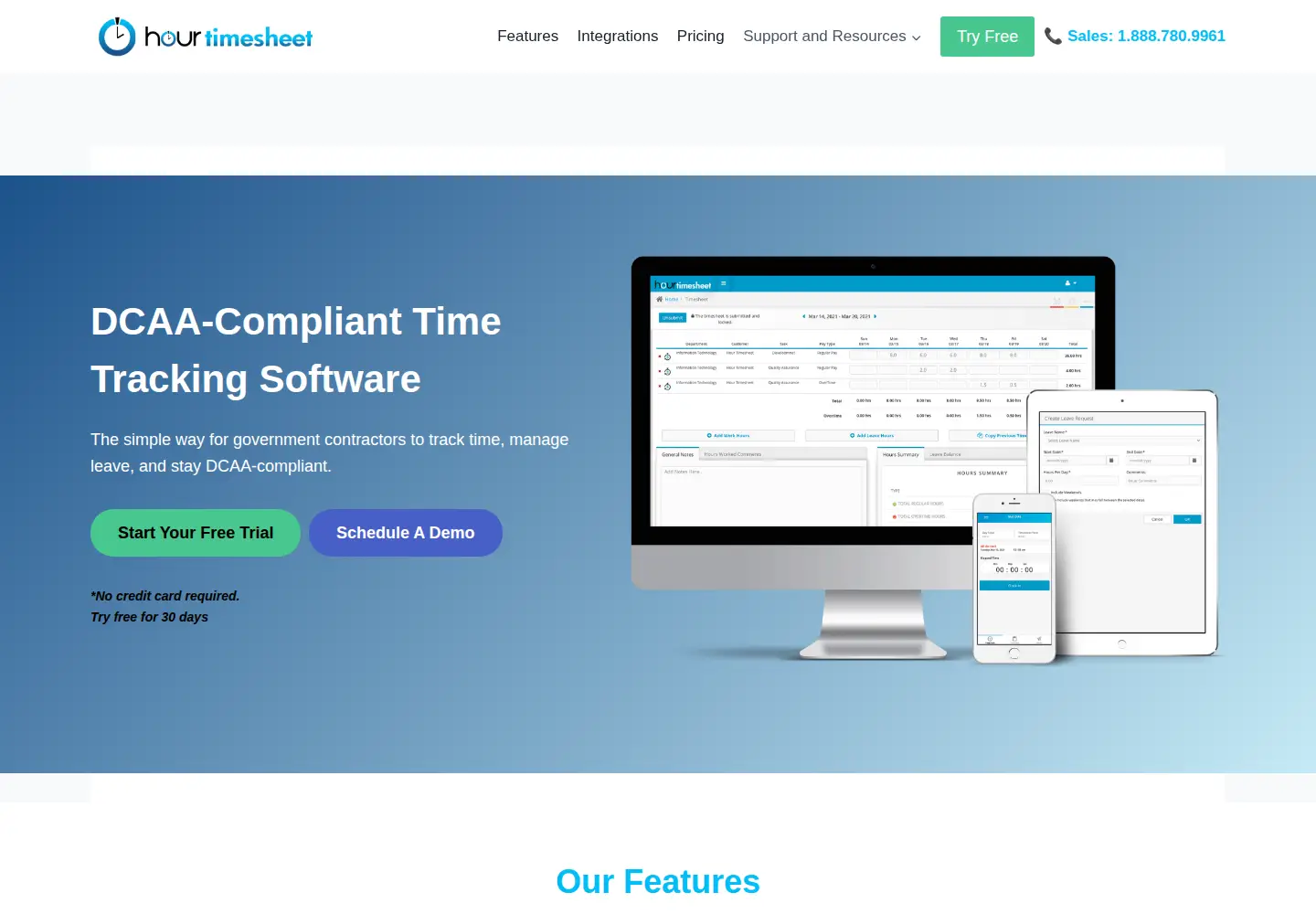 Screenshot of hourtimesheet.com