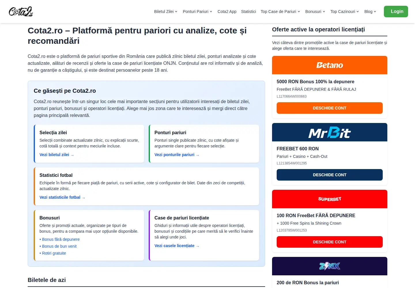 Screenshot of cota2.ro