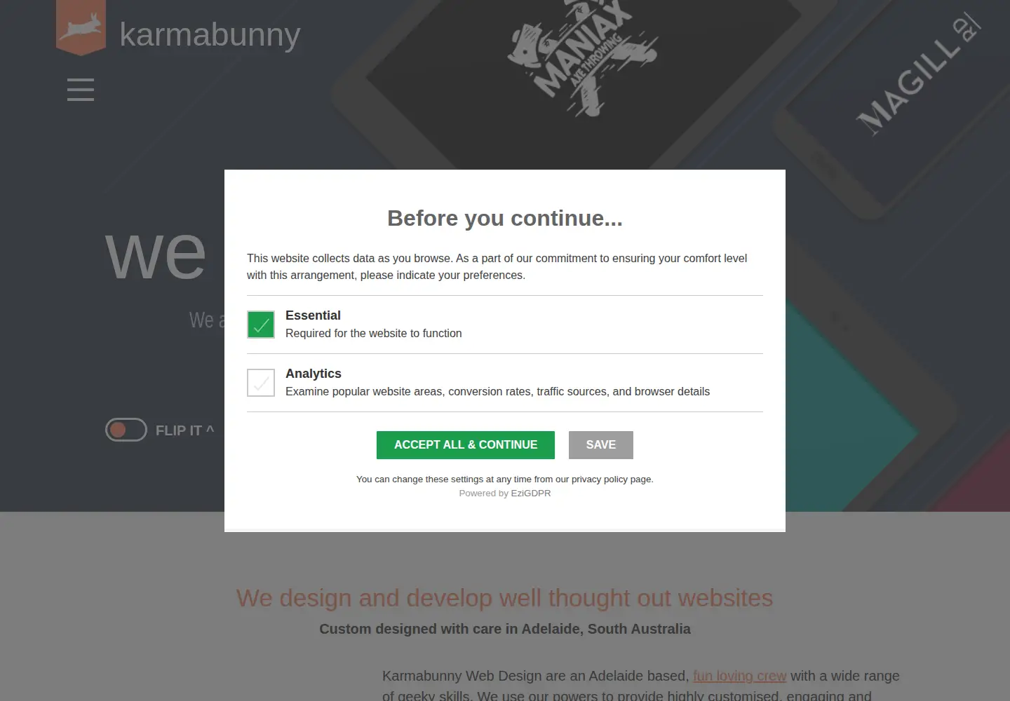 Screenshot of karmabunny.com.au