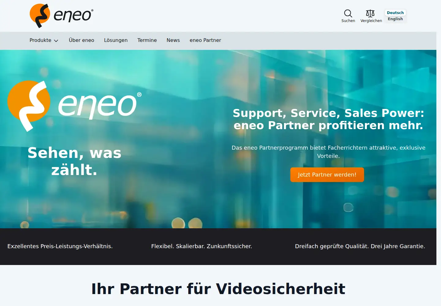 Captured homepage of eneo-security.com in the current scan