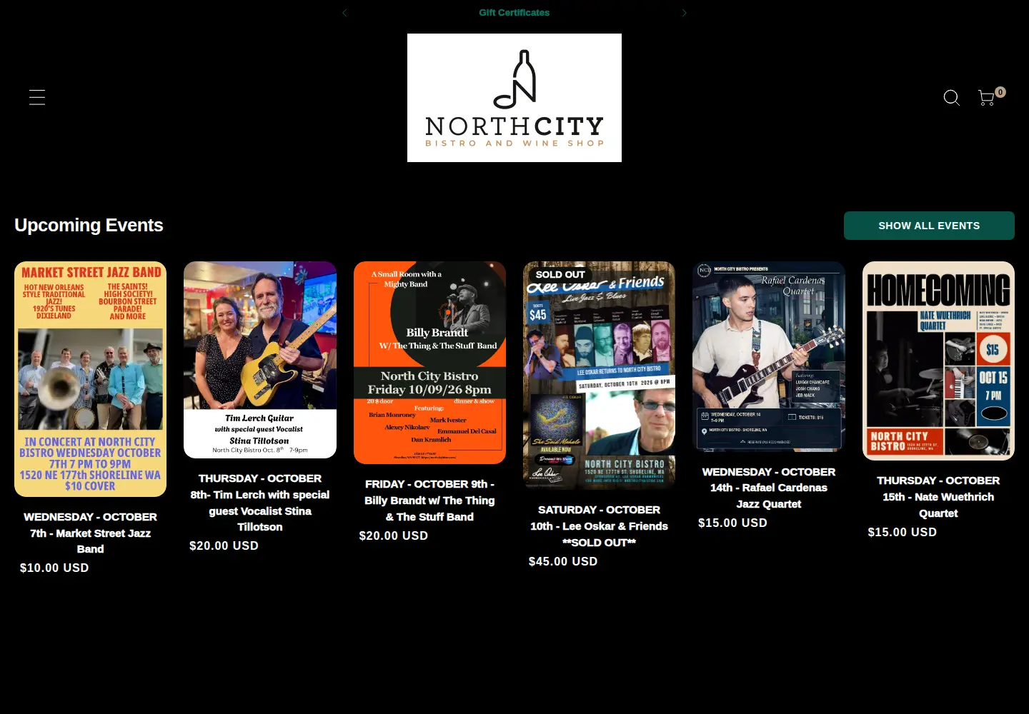 Screenshot of northcitybistro.com