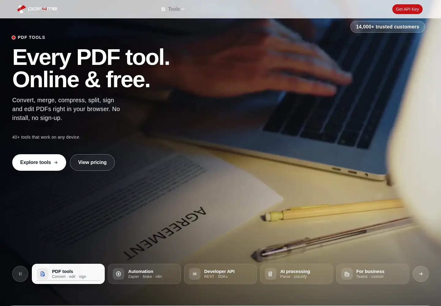 Screenshot of pdf4me.com