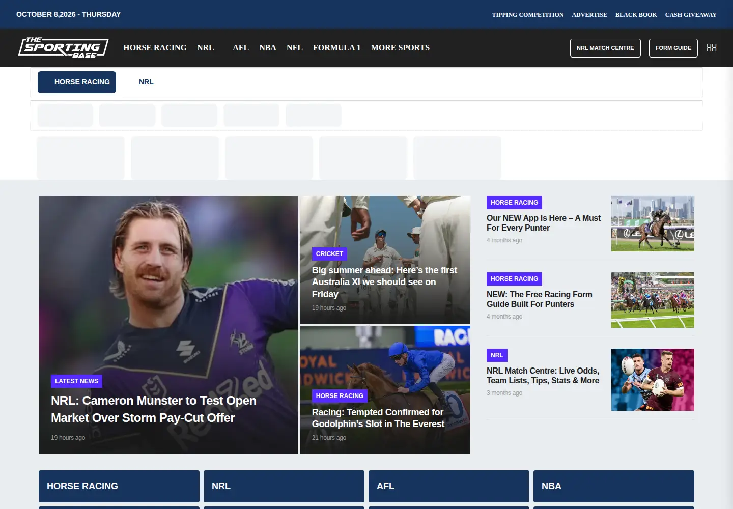 Screenshot of thesportingbase.com