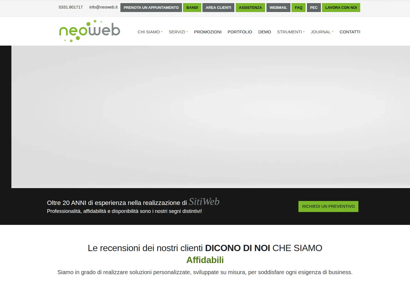 Captured homepage of neoweb.it in the current scan