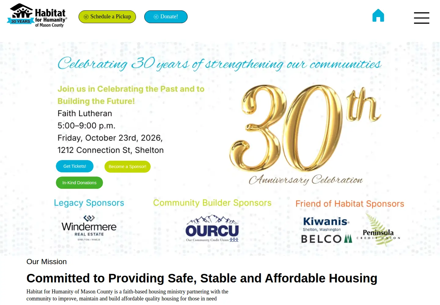 Captured homepage of habitatmasonwa.org in the current scan
