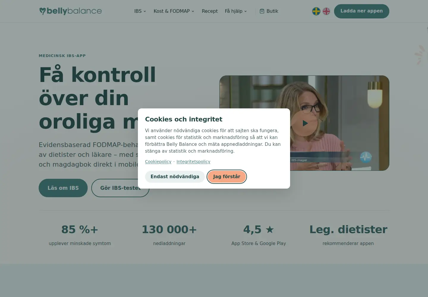 Screenshot of bellybalance.se