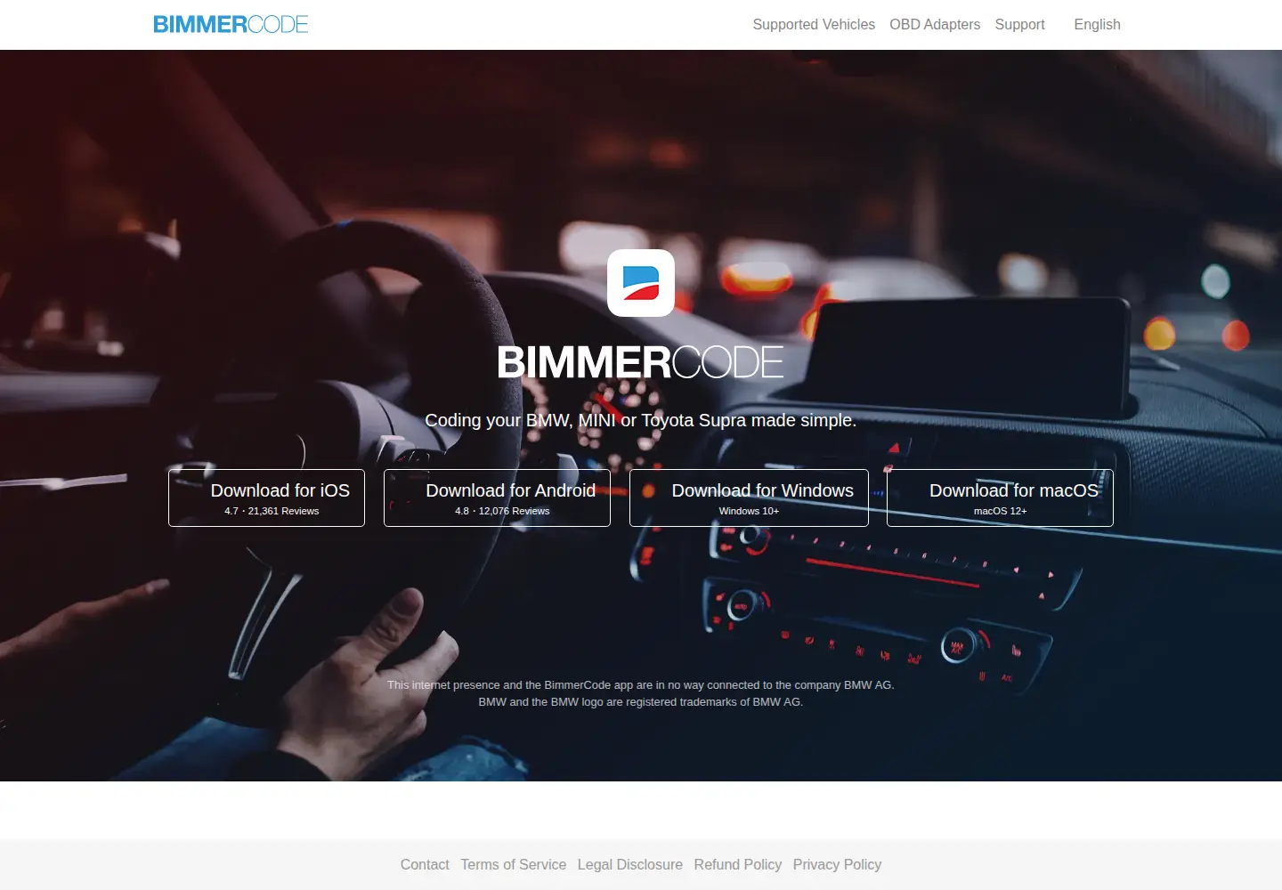 Screenshot of bimmercode.app