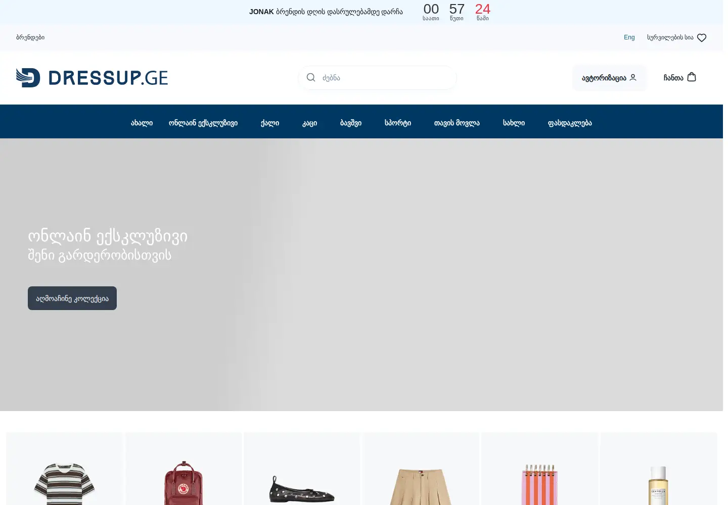Captured homepage of dressup.ge in the current scan